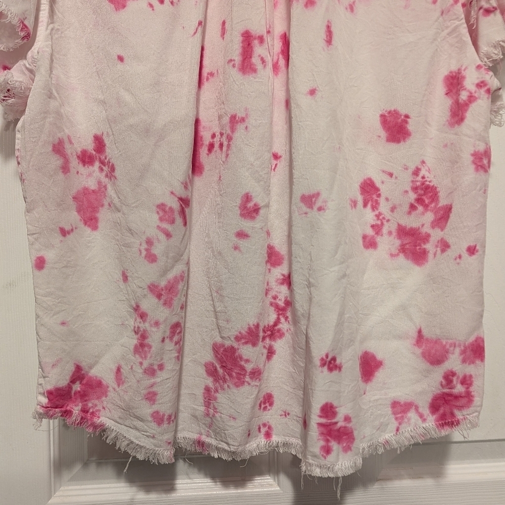 White Birch Tie Dye Button Down Shirt Pink White Medium - Picture 10 of 15